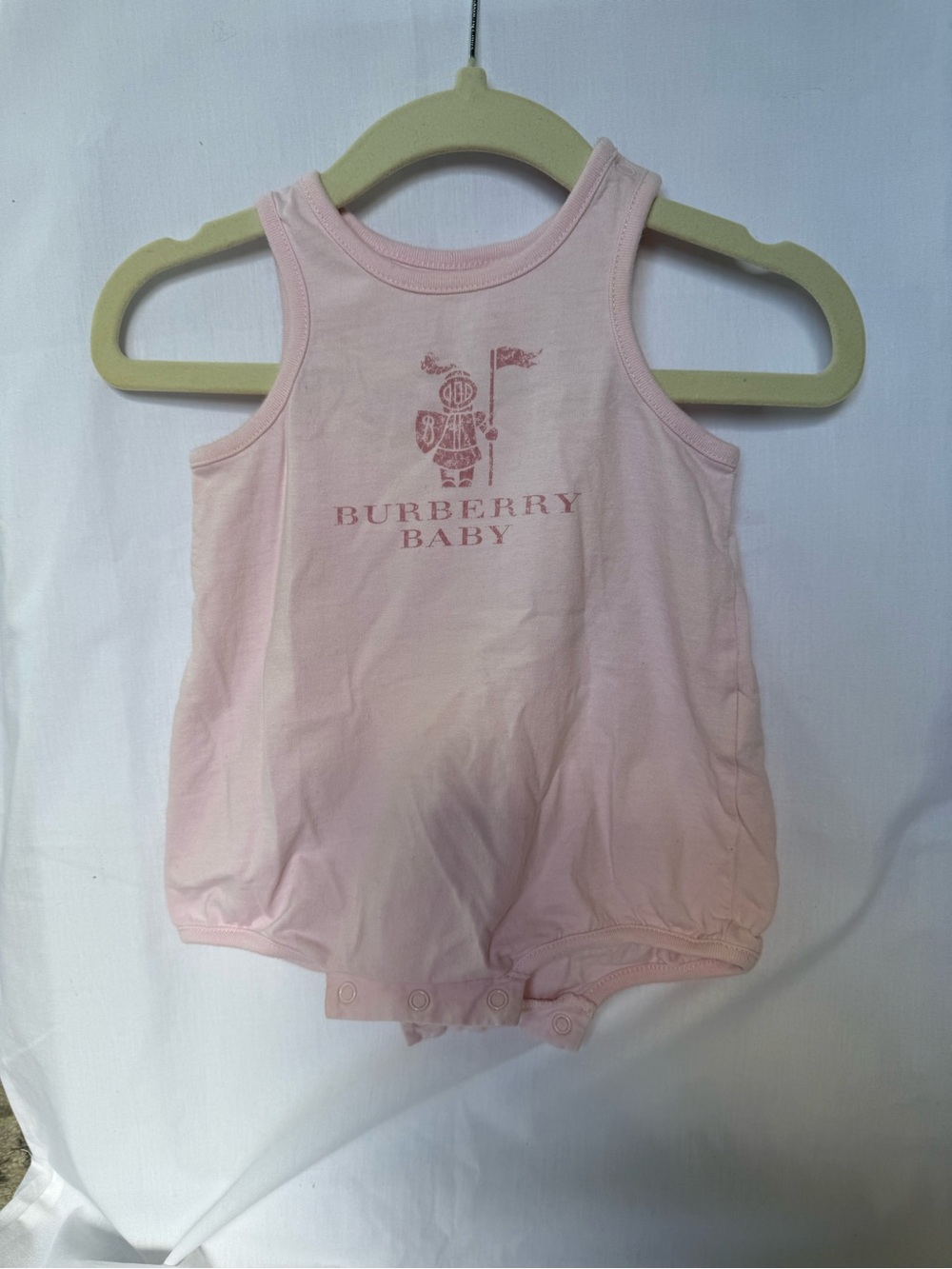 Burberry Pink Baby Sleeveless Romper with Logo
